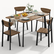 Dining Table Set for 4 with Curved Backrest Chairs
