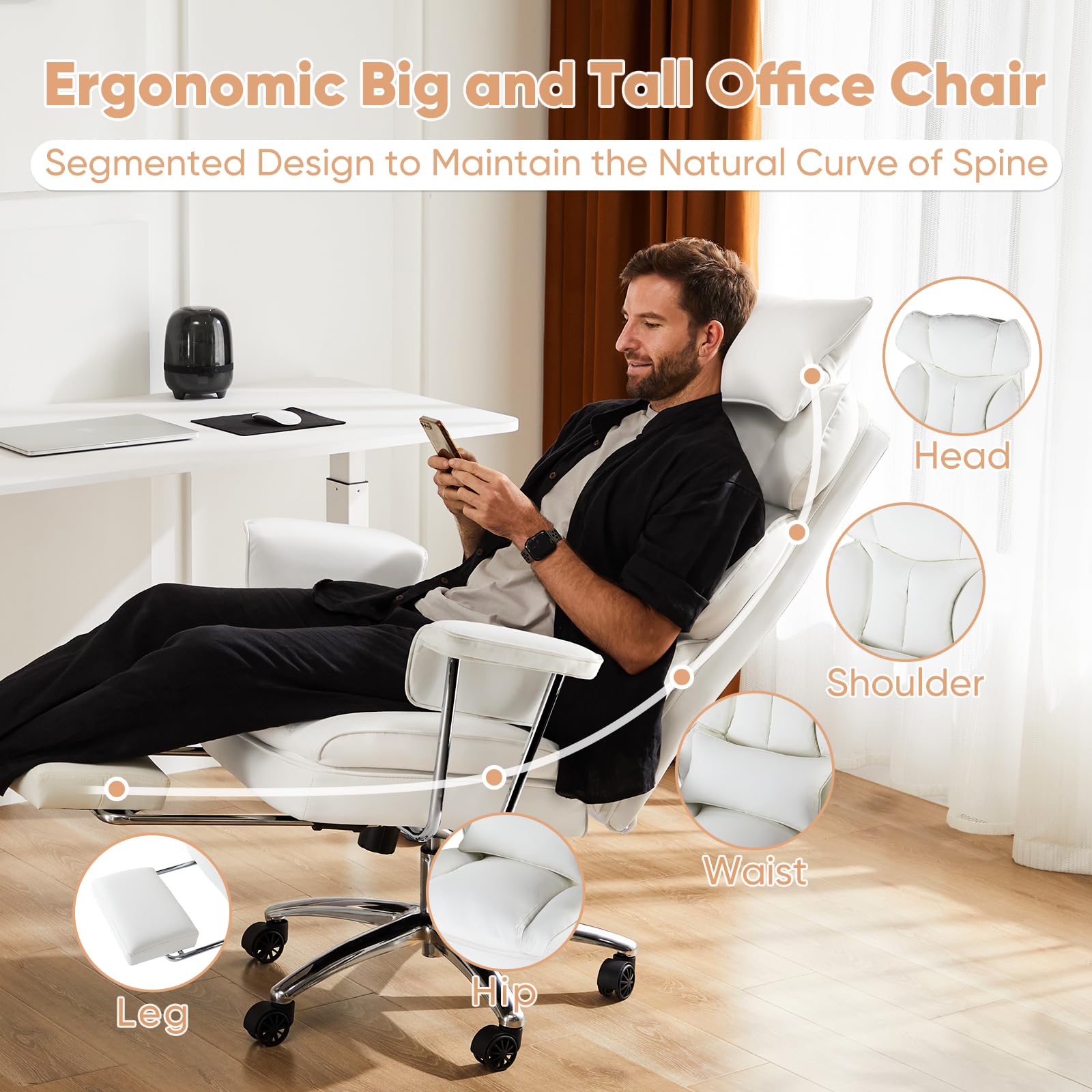 Ergonomic Executive Office Chair with Footrest