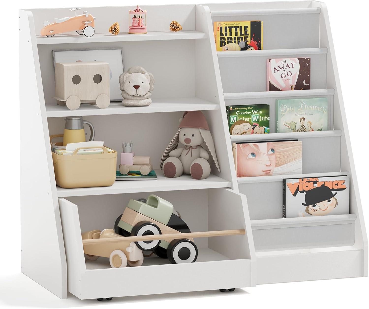 Kids Bookshelf with Storage and Drawers