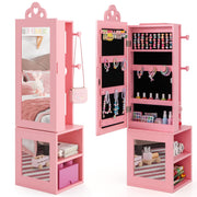 46" Kids Jewelry Armoire Cabinet with Full-Length Mirror