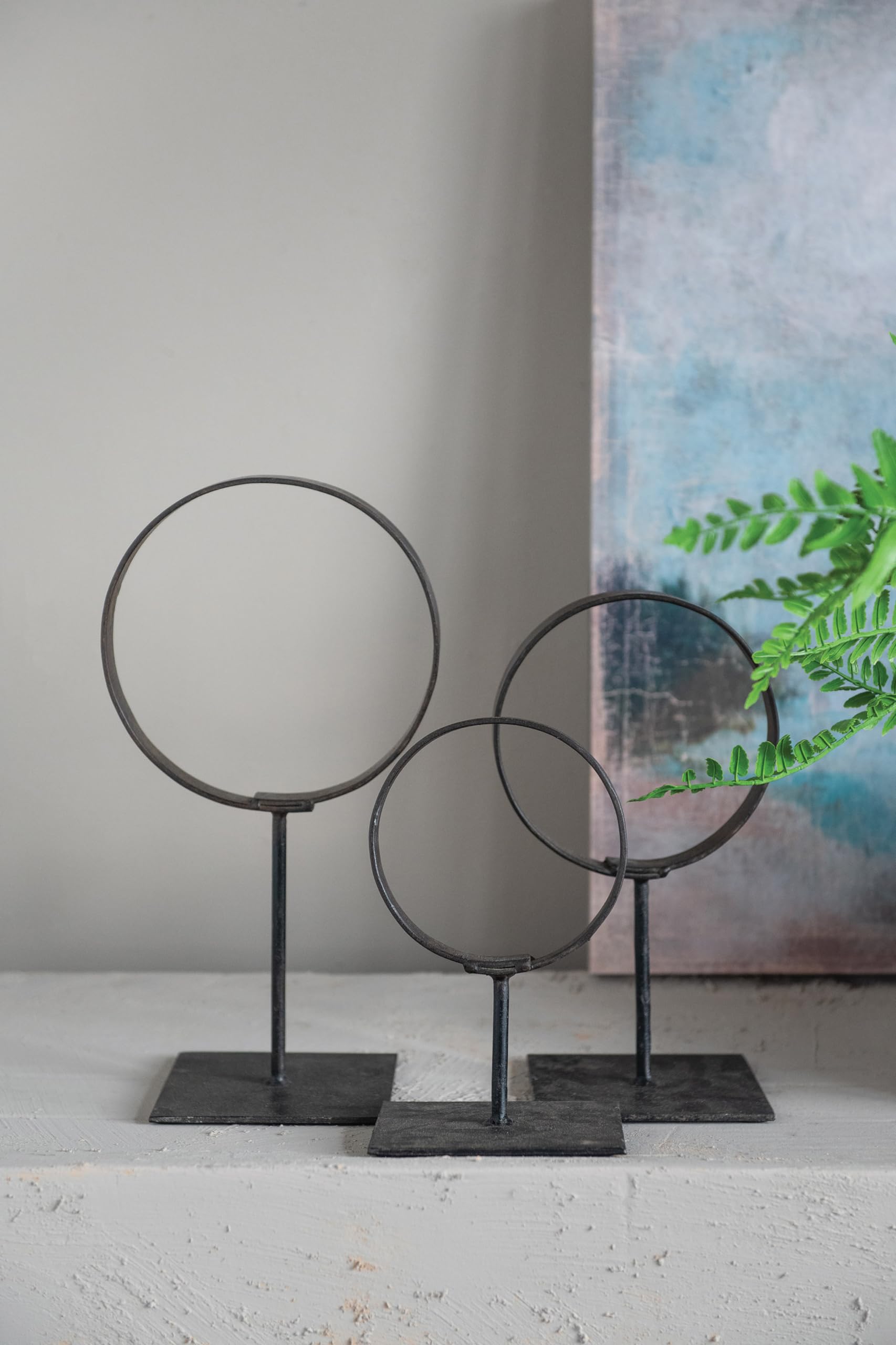 Decorative Metal Rings on Stands Set of 3