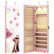 Wall-Mounted Jewelry Armoire with Full-Length Mirror and LED Lights