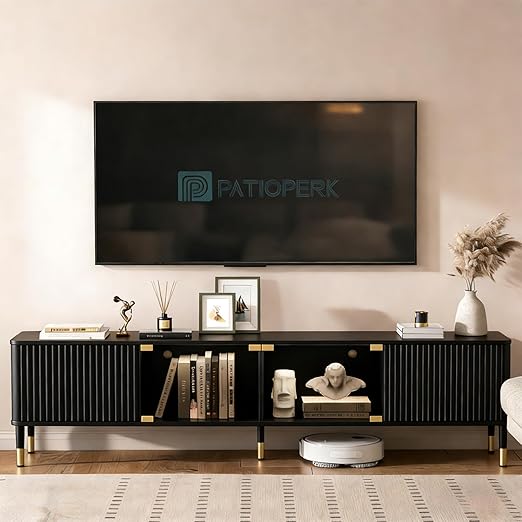 70" Mid Century Modern TV Stand with LED Lighting