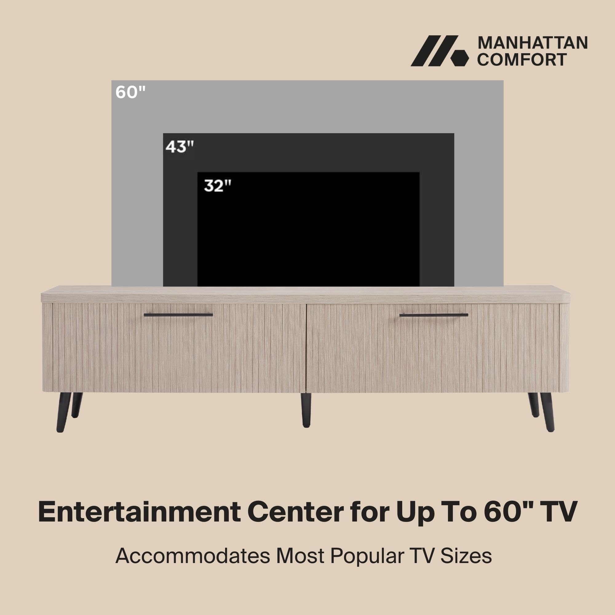 Mid-Century Modern TV Stand with Ribbed Drawers