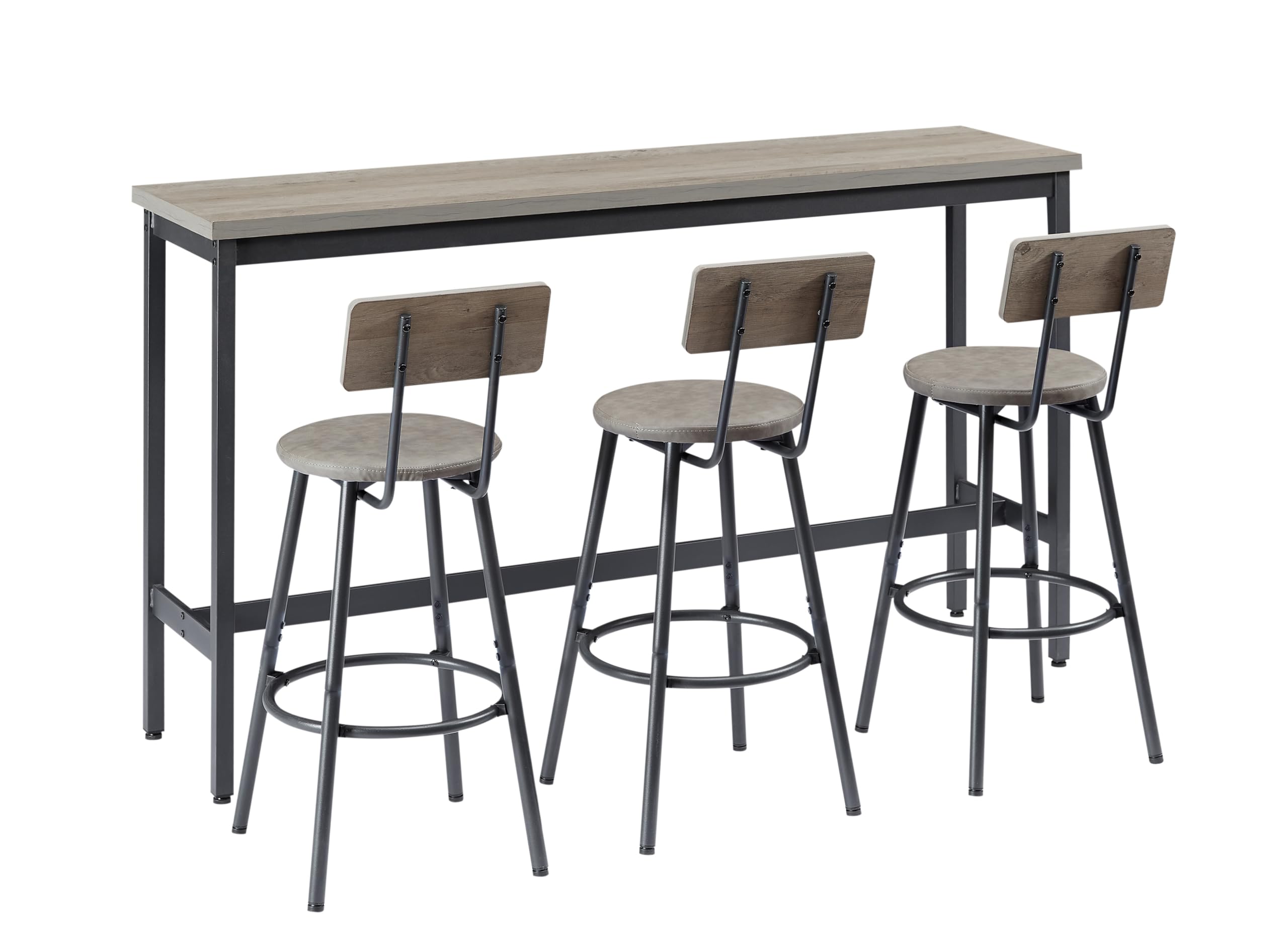 4-Piece Bar Table Set with Upholstered Stools