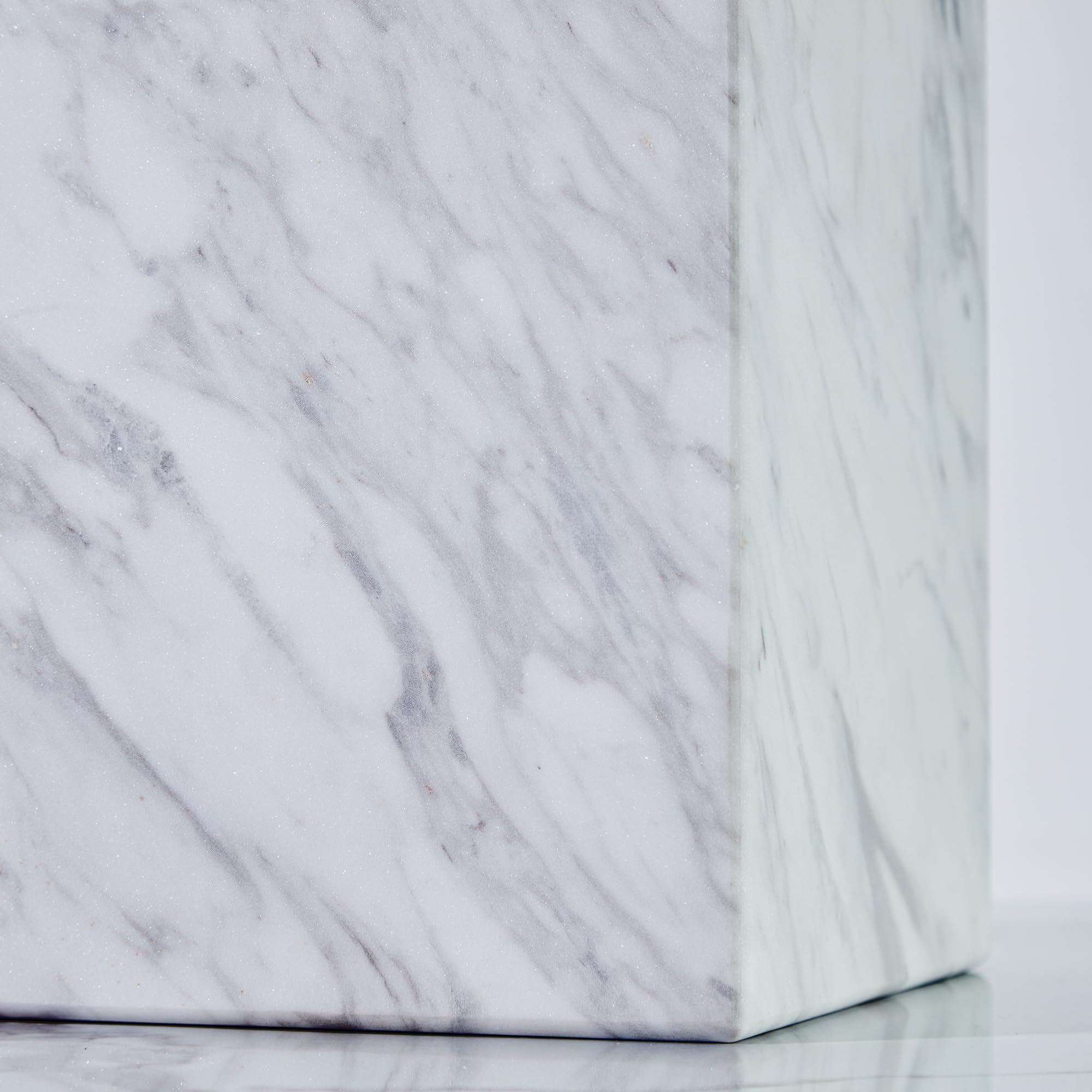 White Marble Wastebasket Rectangular Trash Can
