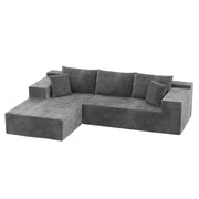 Homall 108" Modular Sectional Sofa, Boneless Couch with L-Shape Chaise, Cloud Couch with Deep Seat Upholstered, No Assembly Required for Living Room, Bedroom (Corduroy, Grey)