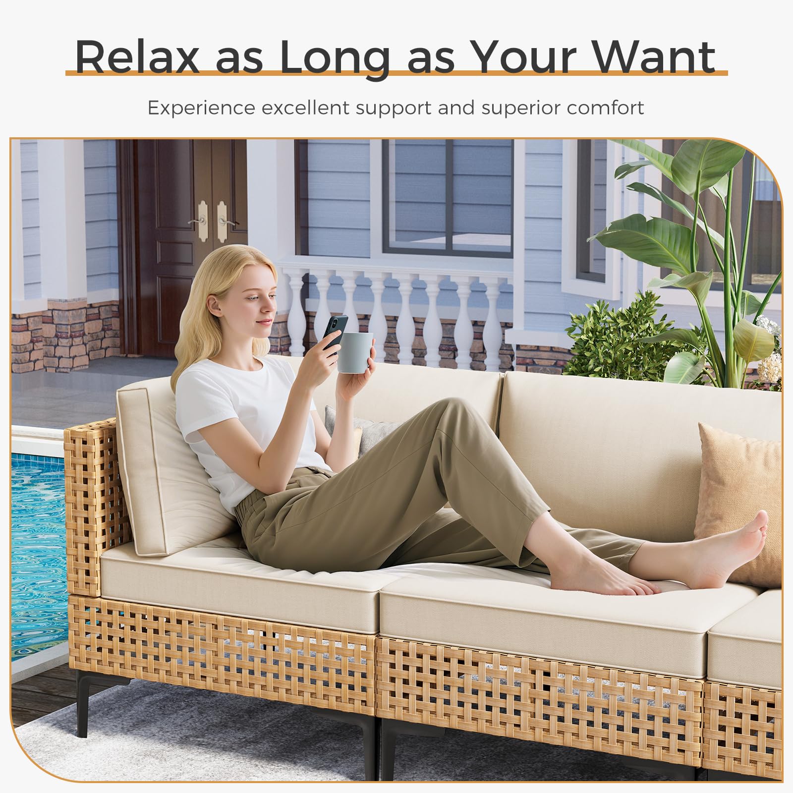 5-Piece Wicker Patio Furniture Set with Coffee Table