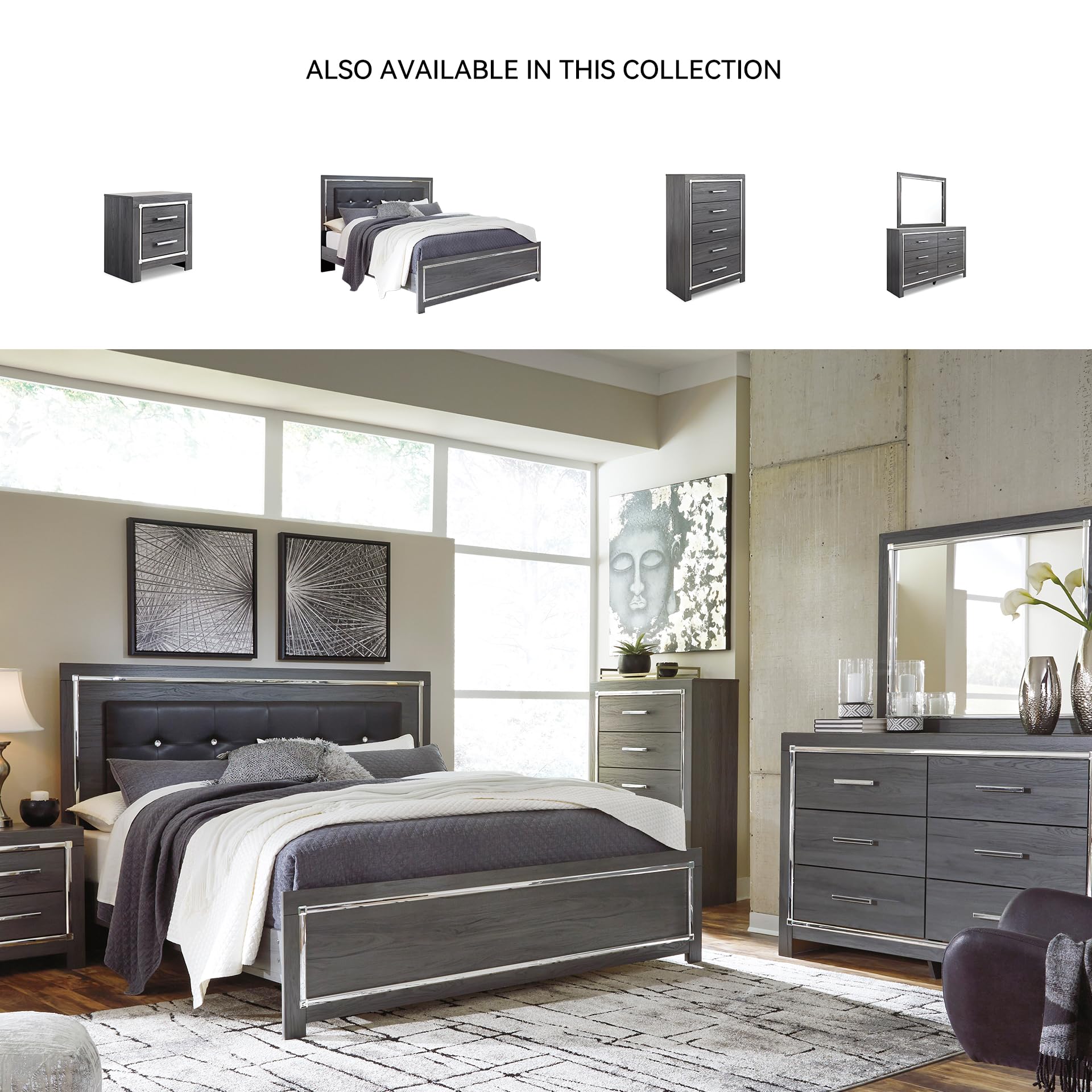 5-Drawer Chest Gray with Chrome Pulls
