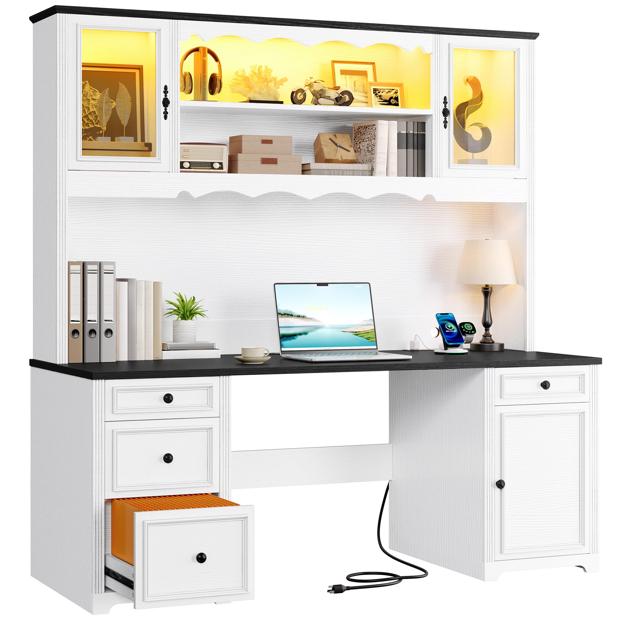 Executive Desk with Hutch and Drawers