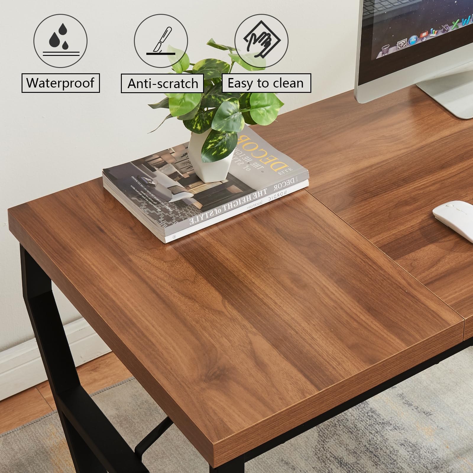 63-Inch Executive Desk with Engineered Wood and Metal Frame