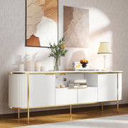 70" White Fluted TV Stand with Storage for TVs Up to 80"