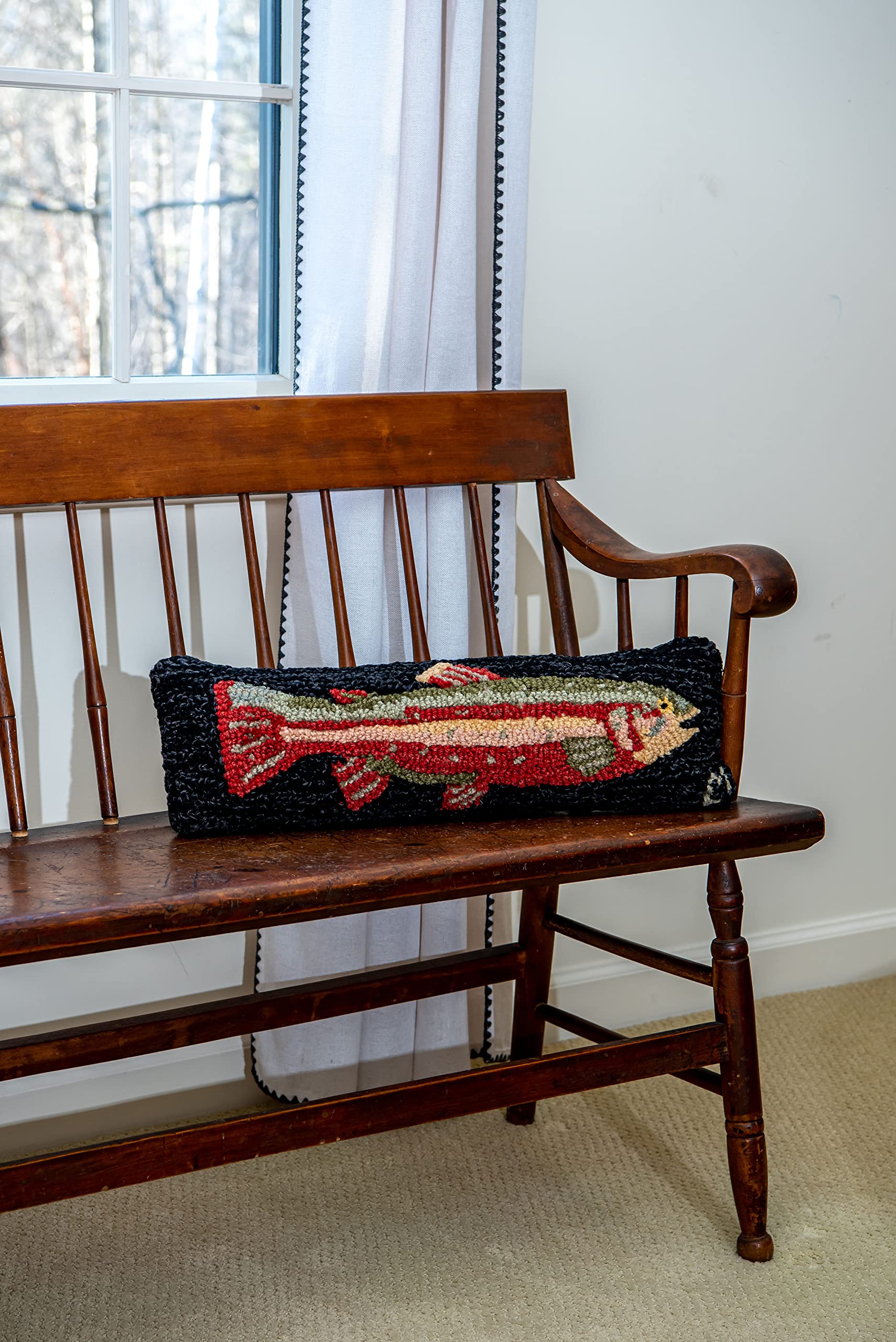 Steelhead Trout Hand-Hooked Wool Decorative Throw Pillow