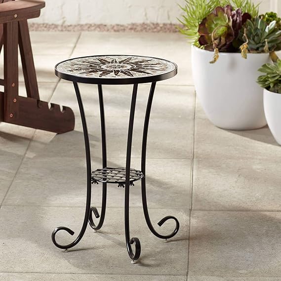 Sunburst Mosaic Outdoor Accent Tables Set of 2