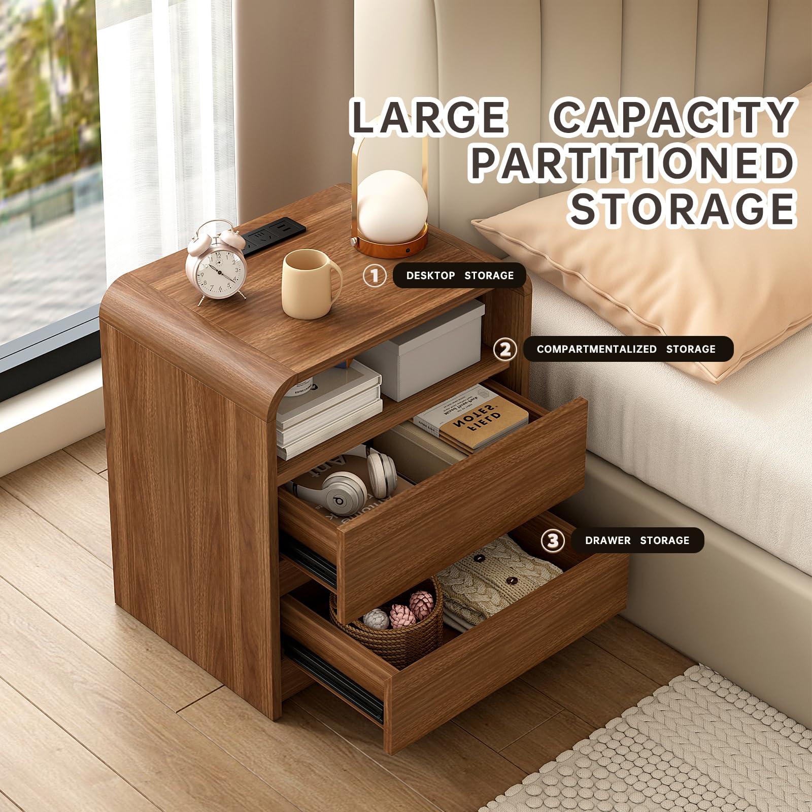 Modern Nightstand with Charging Station