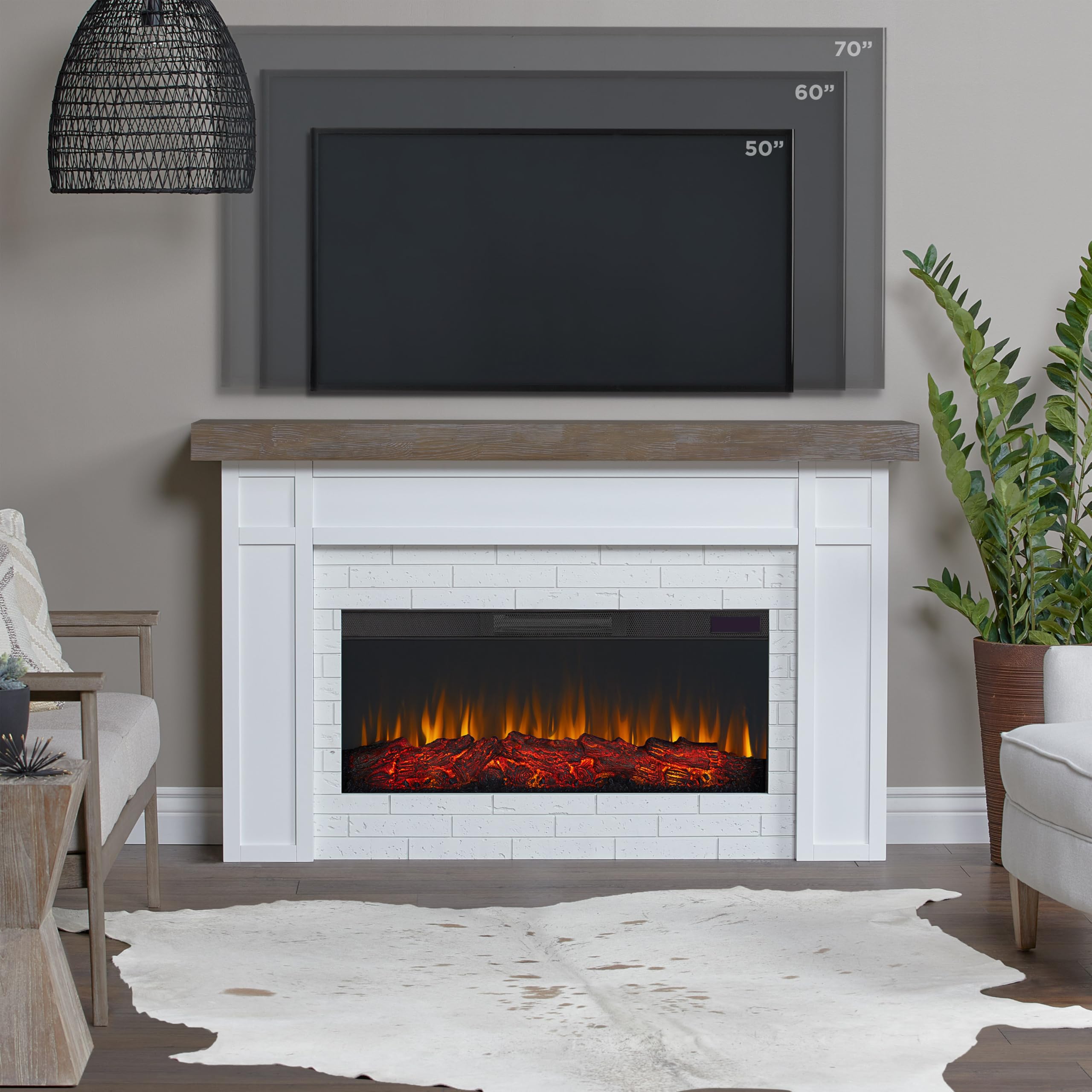 Cravenhall Landscape Electric Fireplace with Mantel