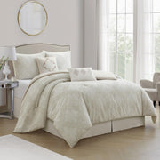 6-Piece King Comforter Set White Jacquard Geometric