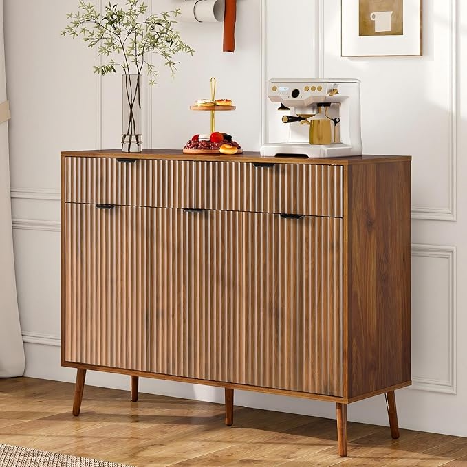Fluted Sideboard Buffet Cabinet with Storage