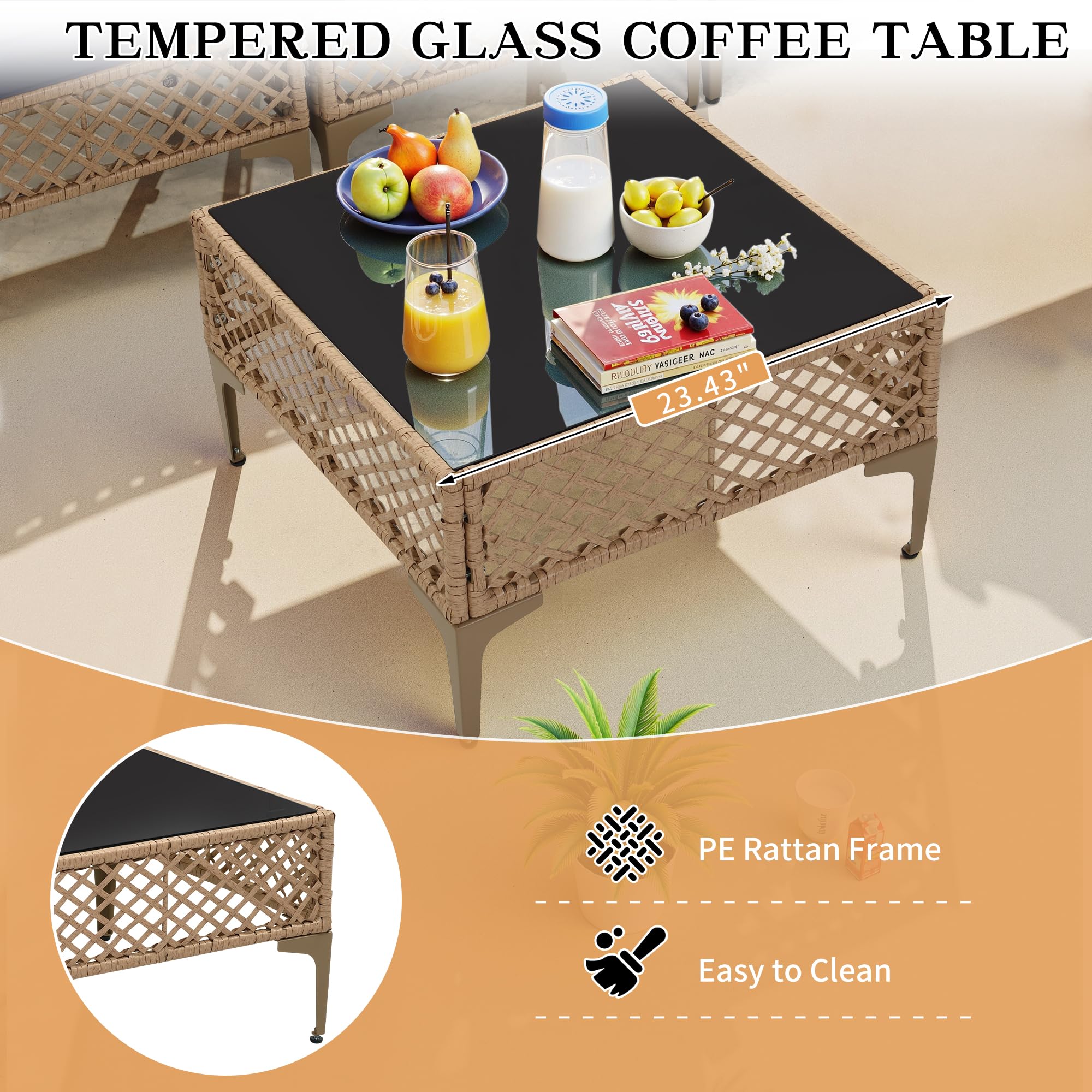 7 Piece Outdoor Wicker Modular Sectional Set with Coffee Table