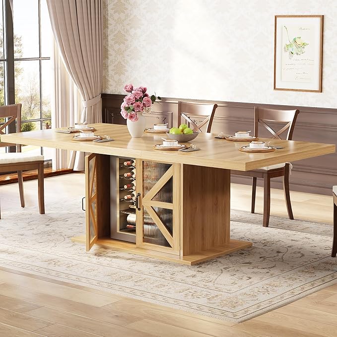 Modern White Dining Table with Storage - 63 Inch Rectangle