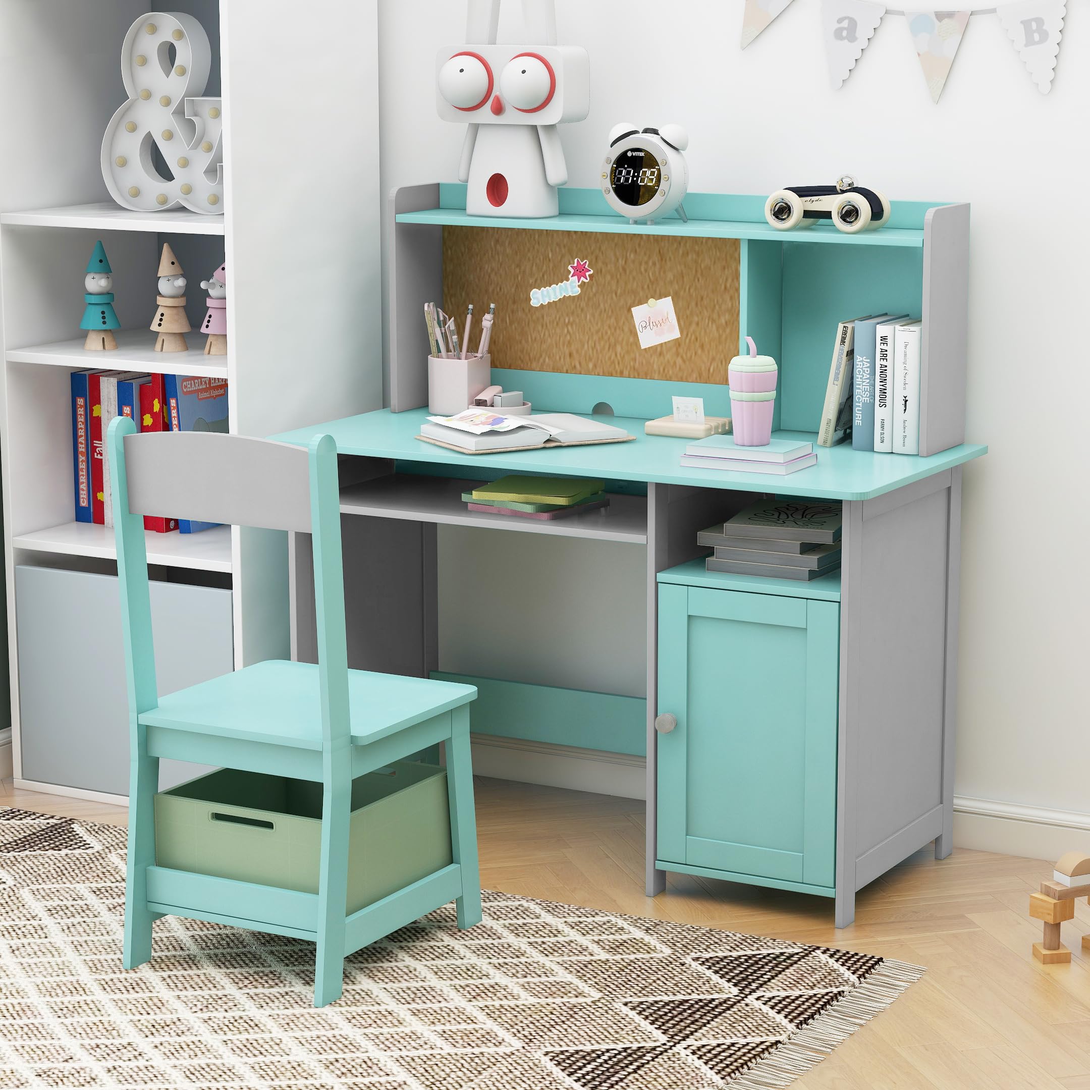 Kids Desk and Chair Set with Storage
