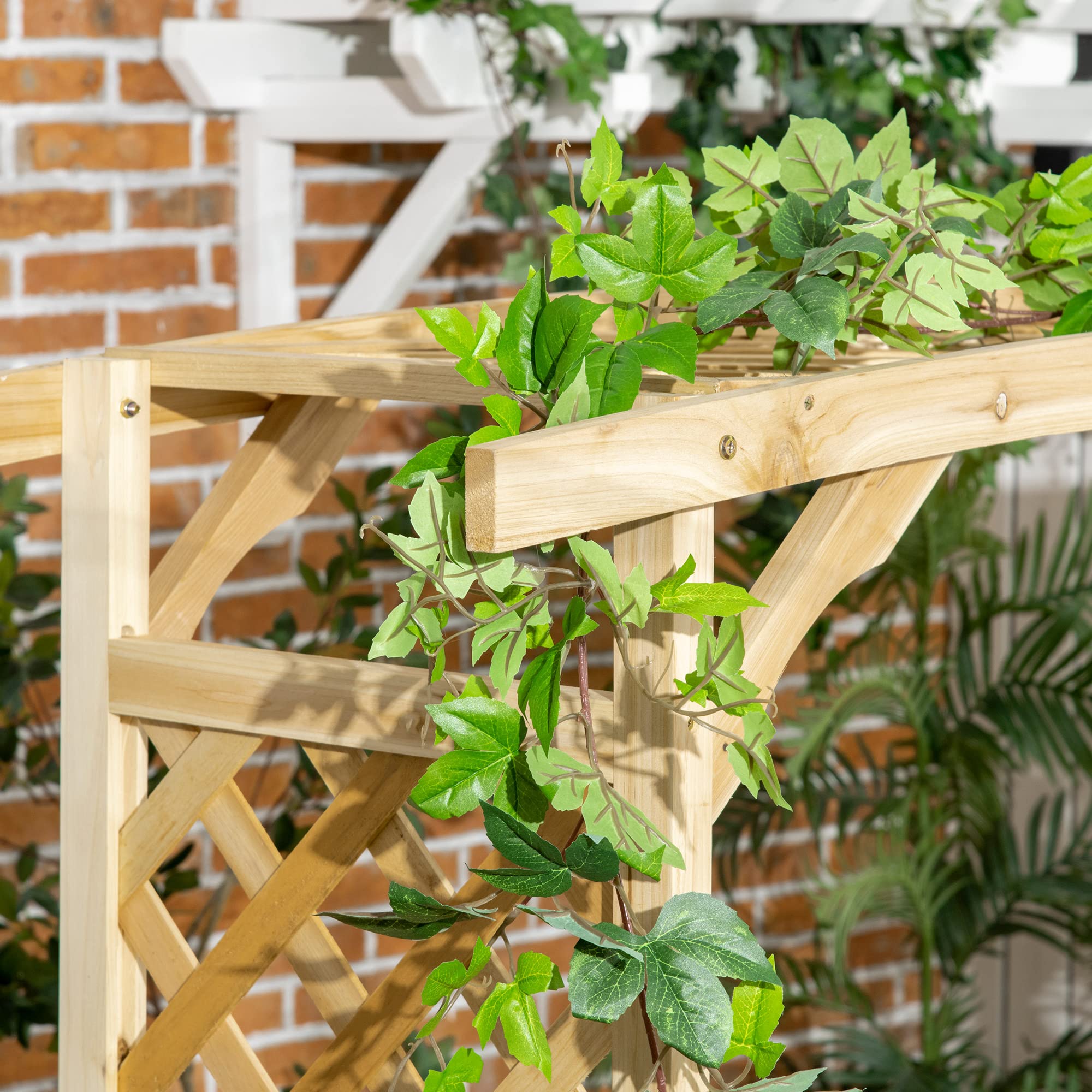 Patio Garden Bench Arbor with Pergola and Trellises