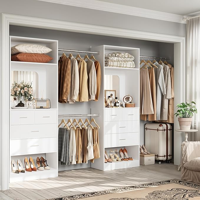 Walk-In Closet Organizer with 8 Drawers and Mirror