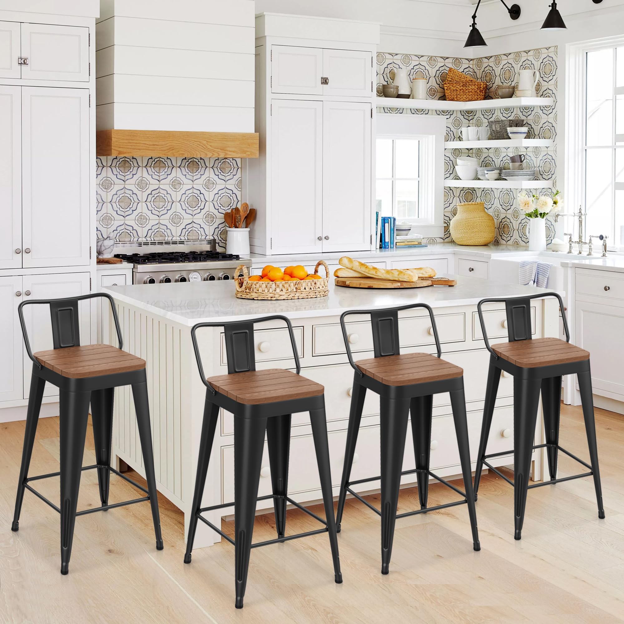 26" Outdoor Metal Bar Stools Set of 4