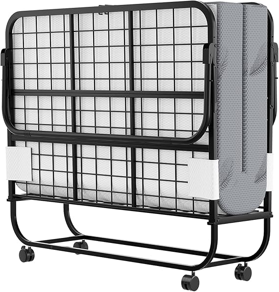 Folding Bed with 5 Inch Memory Foam Mattress - 75 x 31 Inch Rollaway Guest Bed