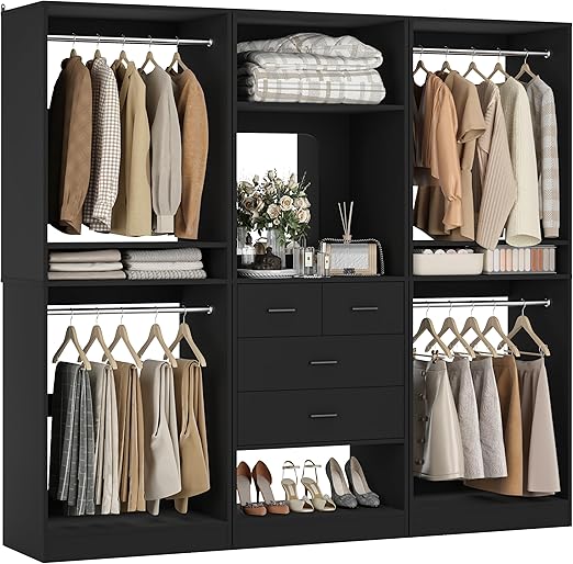 75 Inch Closet System with Mirror and Drawers