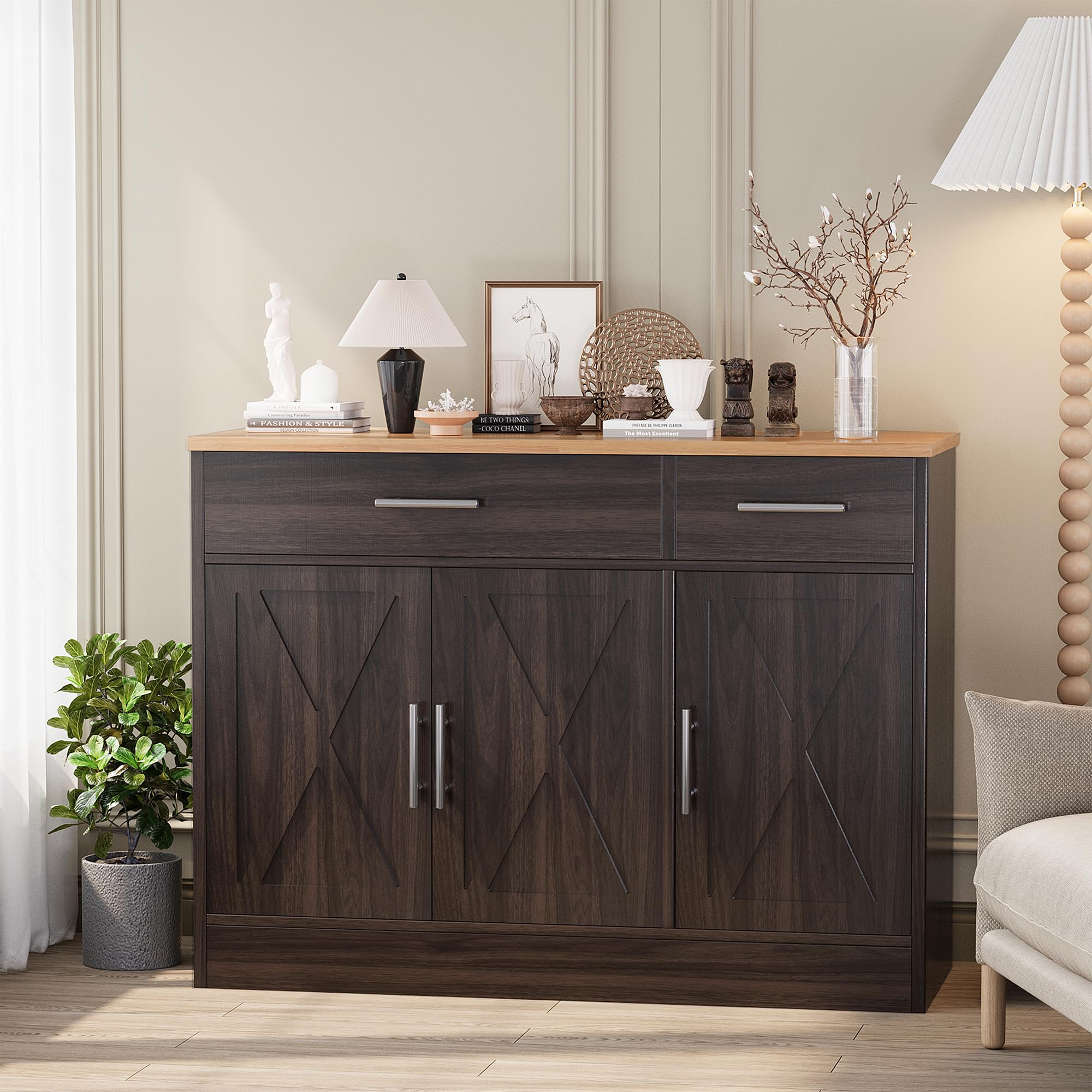 Farmhouse Sideboard Buffet Cabinet with Barn Doors