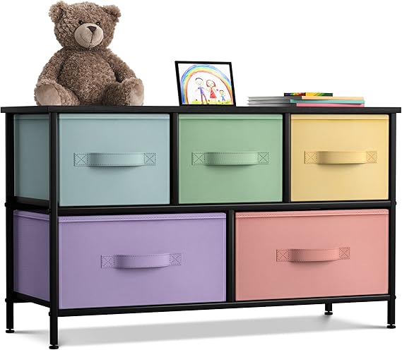 5-Drawer Storage Dresser with Fabric Bins