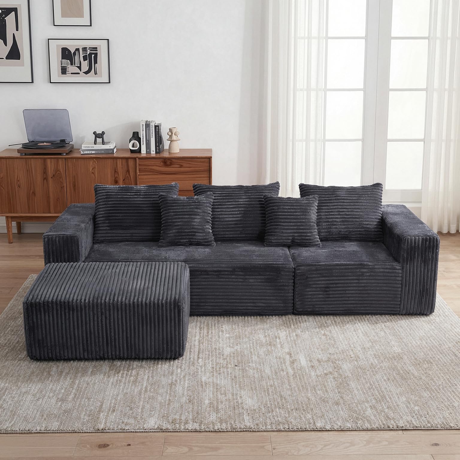 L-Shaped Cloud Couch Sectional Sofa with Deep Seat