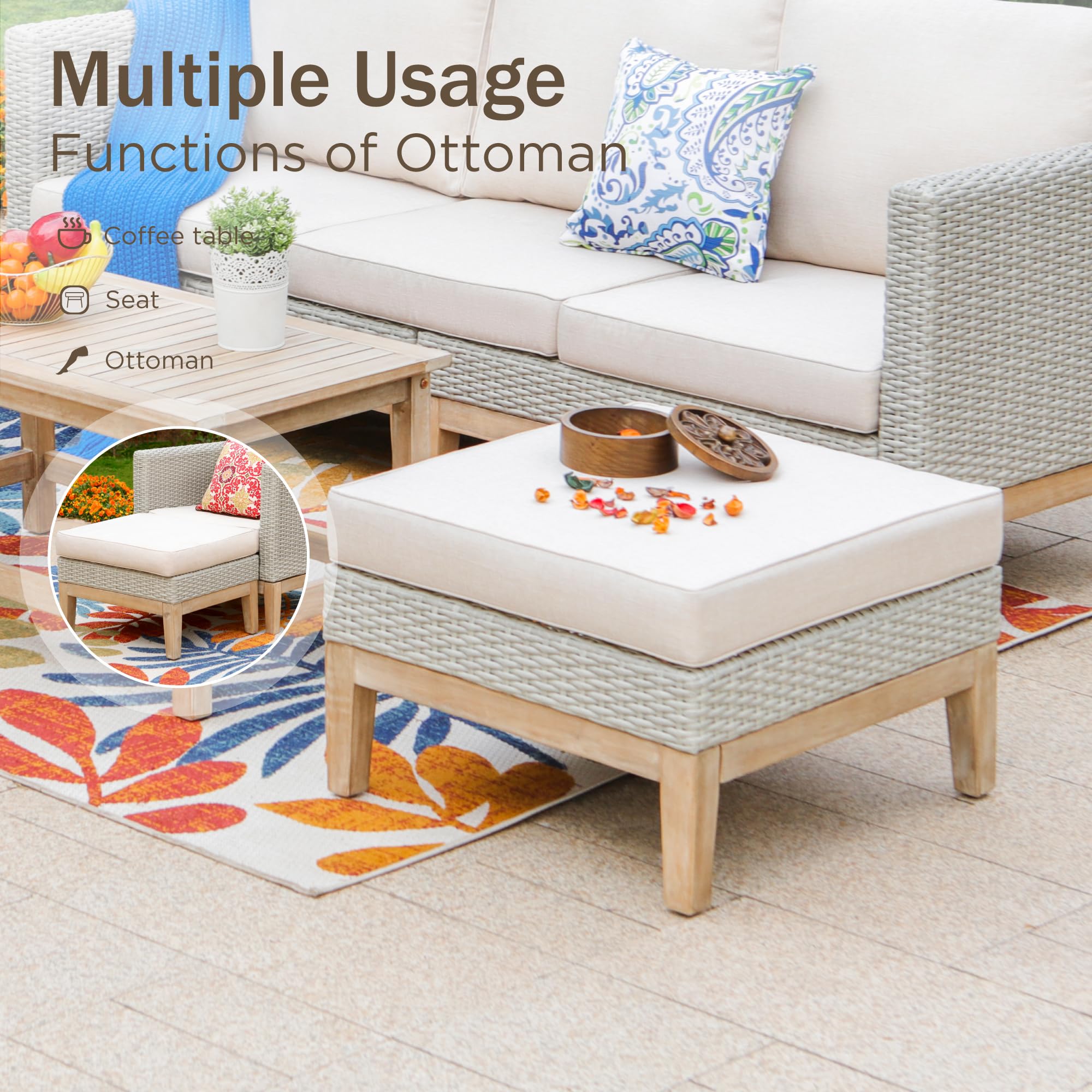 5-Piece Outdoor Rattan Sectional Sofa Set