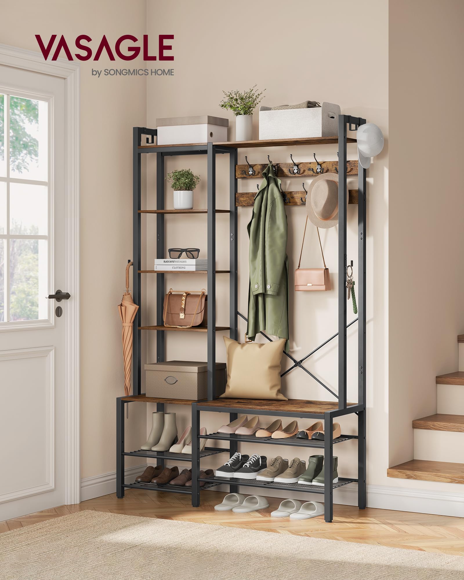 Hall Tree with Bench and Shoe Storage