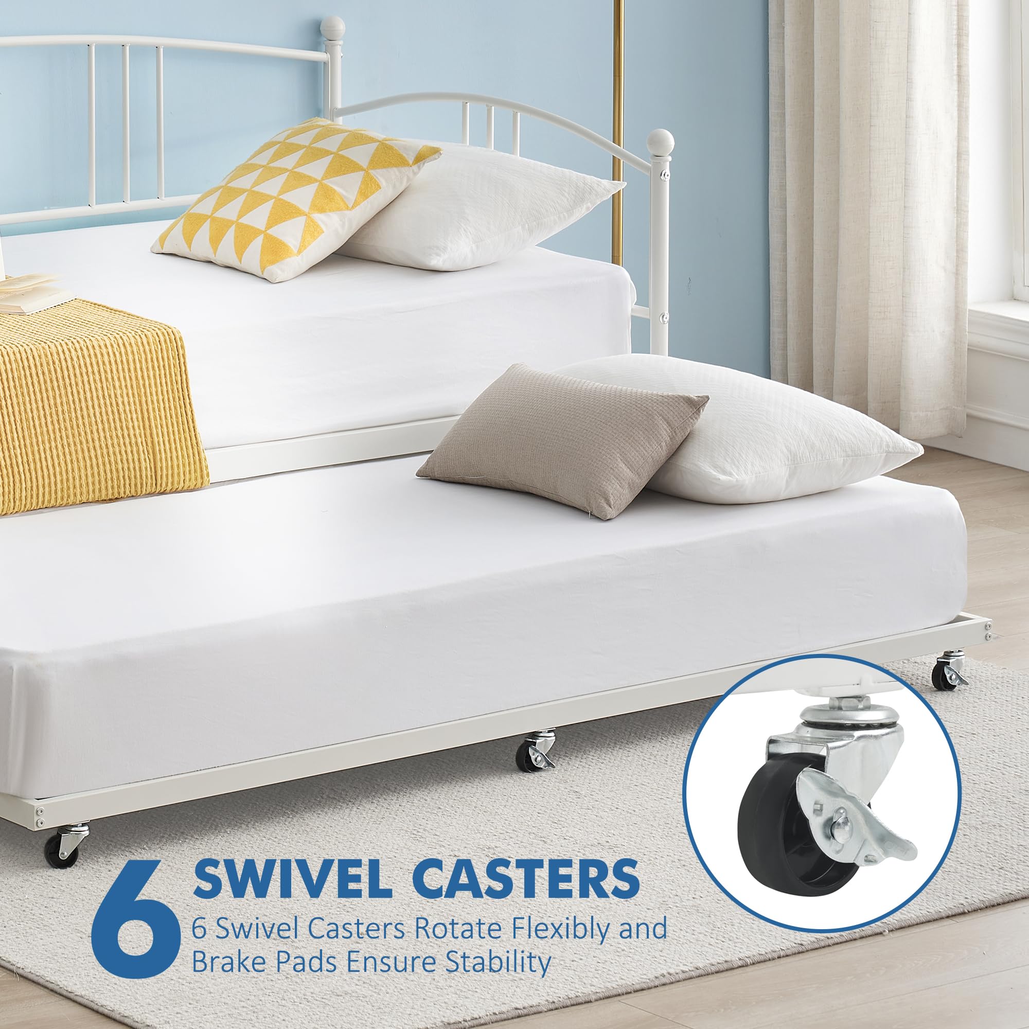 Twin Daybed with Trundle and Casters