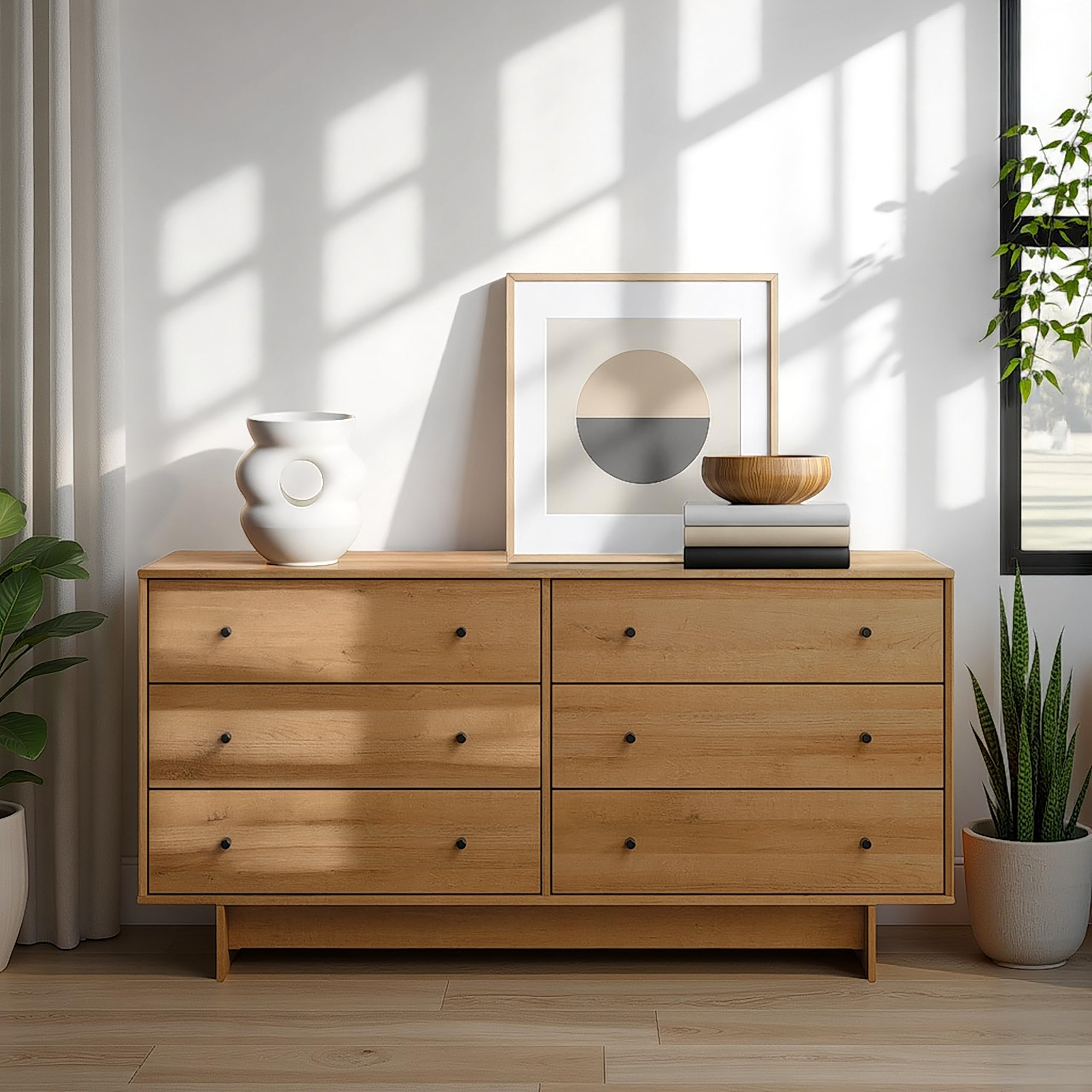 Finnley 6-Drawer Dresser in Natural Oak