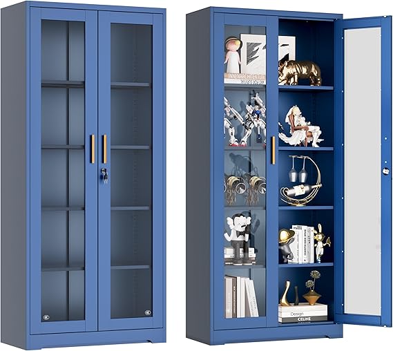 Metal Display Cabinet with Glass Doors