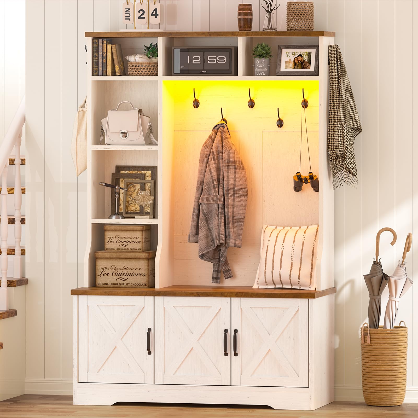 Hall Tree with Bench and Shoe Storage