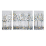 Blue Midst Forest Triptych Canvas Wall Art Set - 3 Piece Abstract Landscape