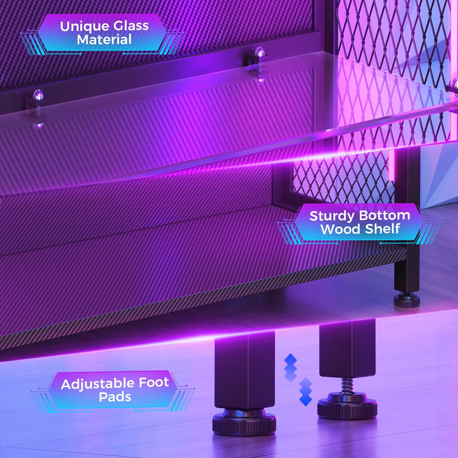 4-Tier Display Cabinet with LED Lights and Glass Shelves