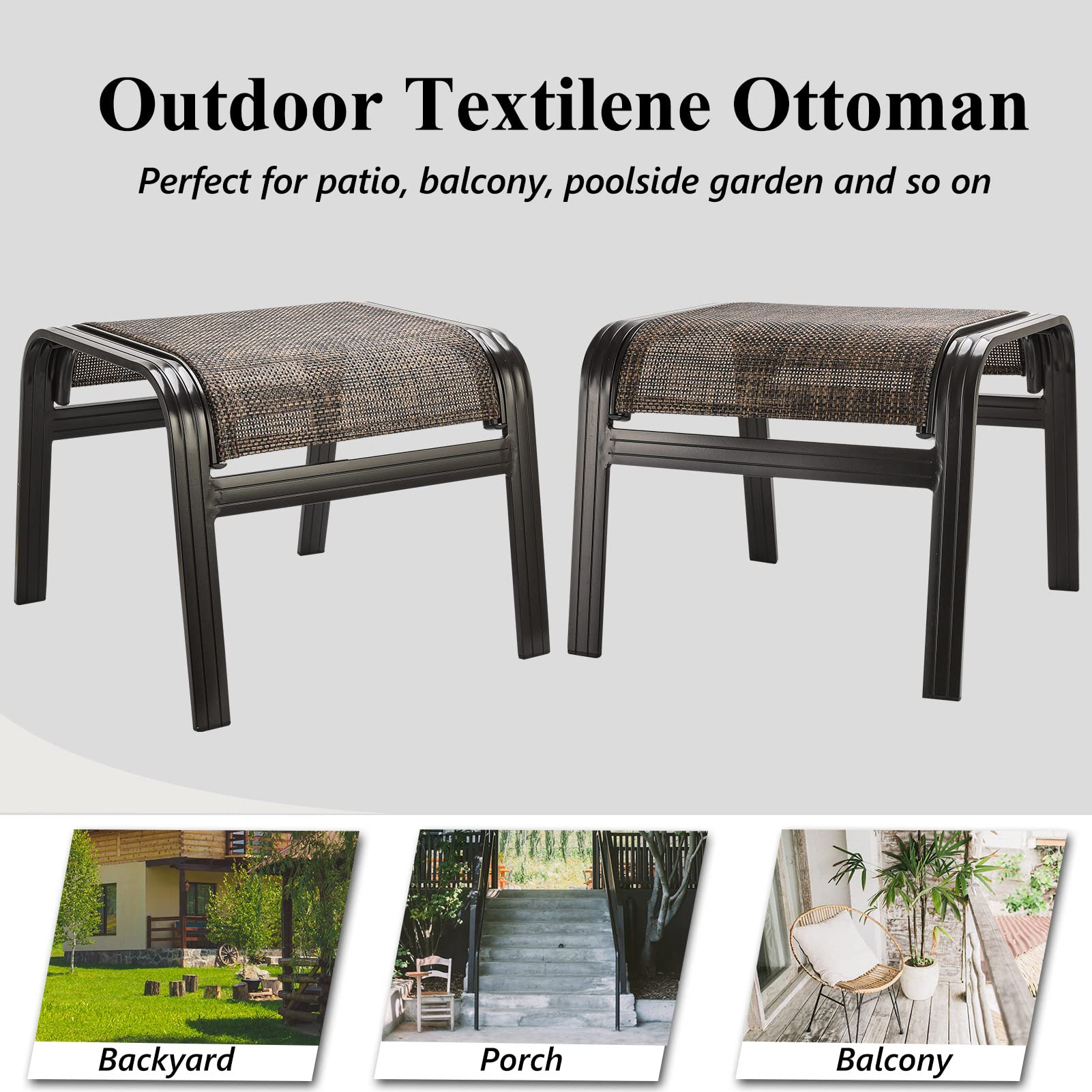 Outdoor Patio Ottoman Footrest Set of 2