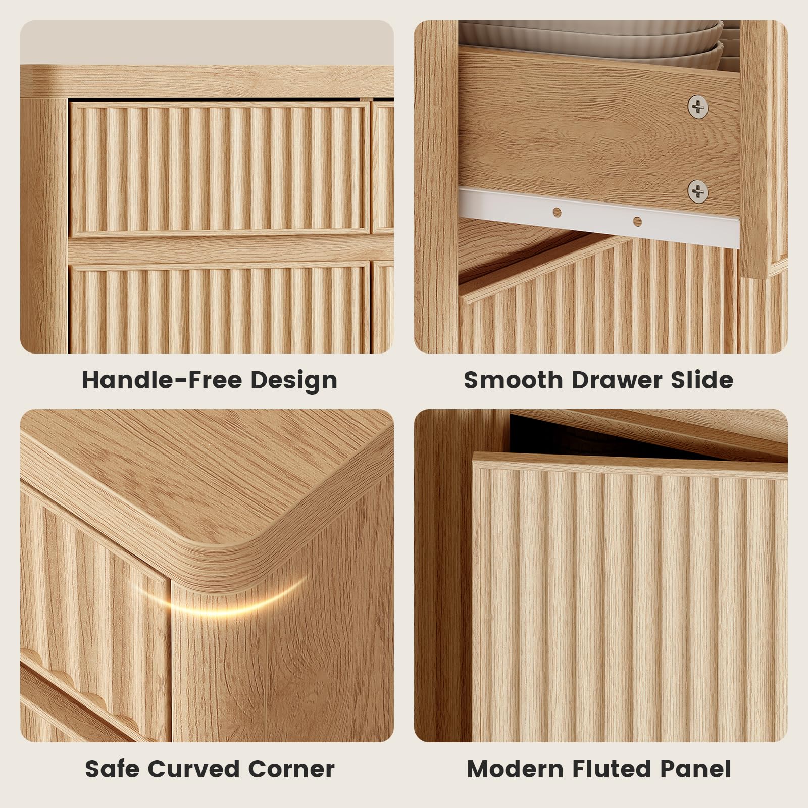 Fluted Buffet Cabinet with Storage