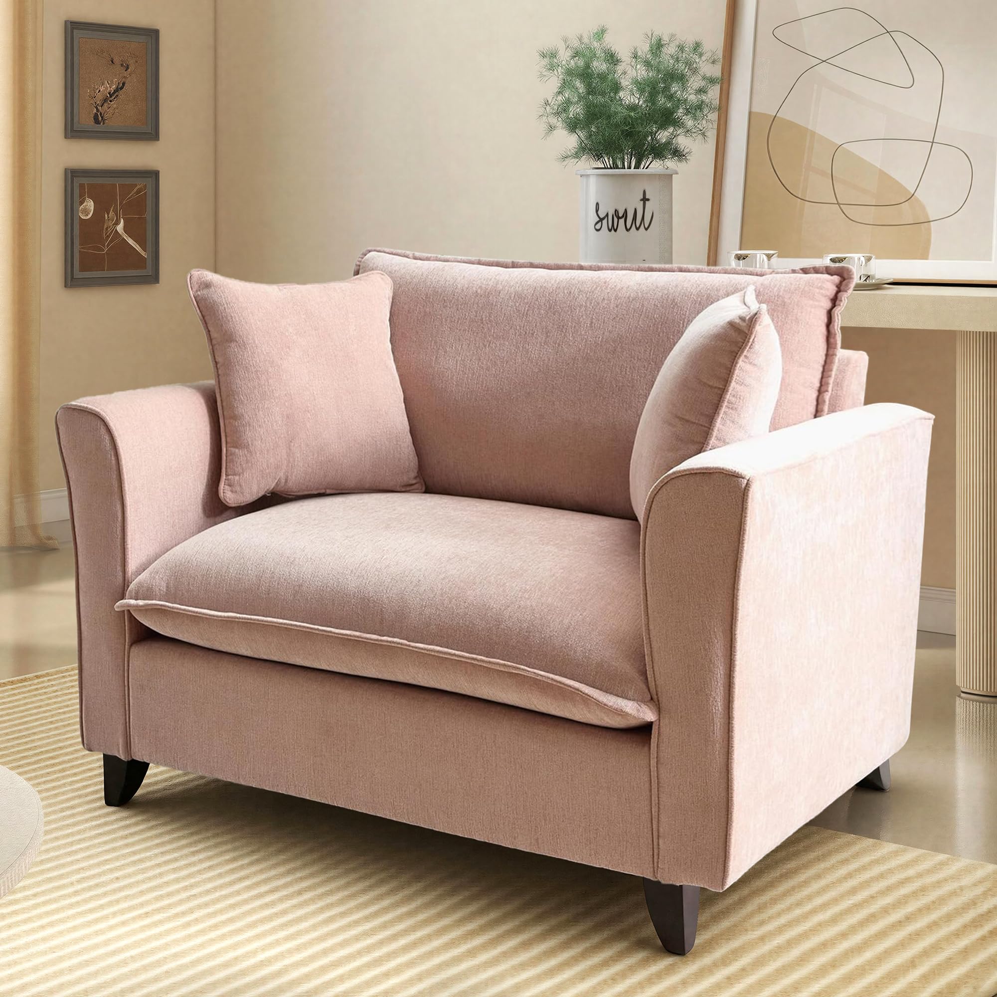 Pink Chenille Accent Chair with Removable Cover