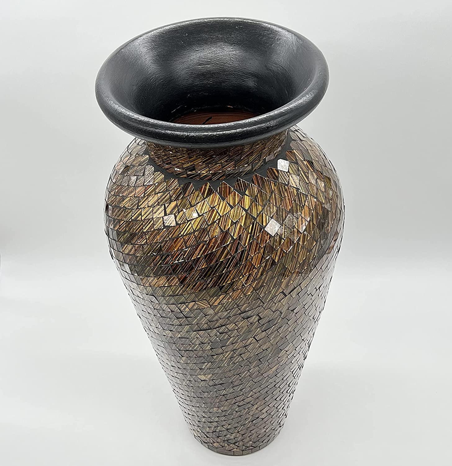 18 Inch Mosaic Floor Vase Tall Cylinder Terracotta