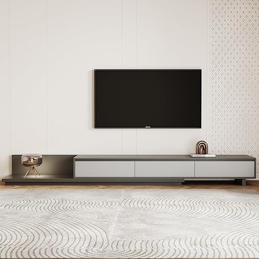 Expandable TV Stand with 3 Drawers Black Walnut