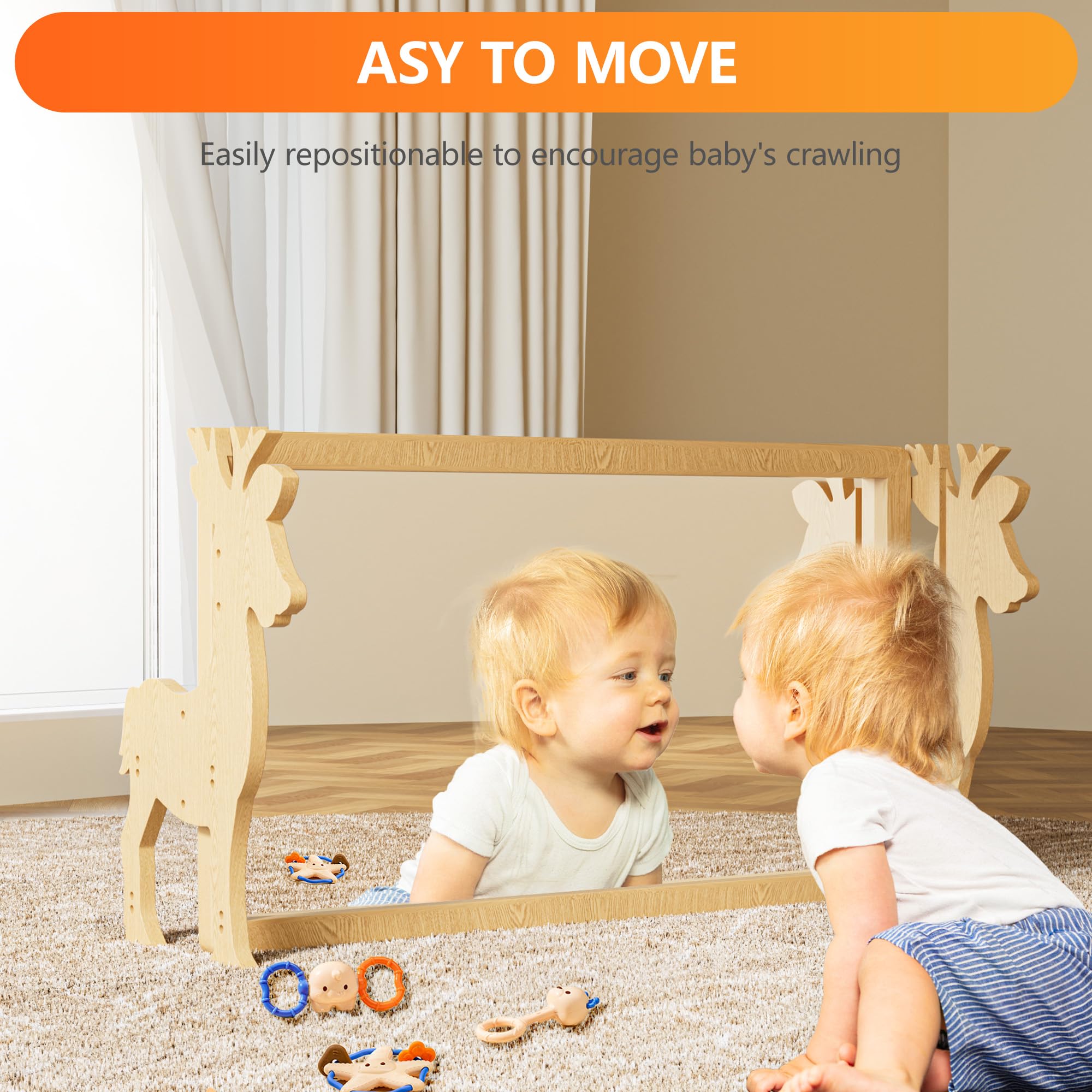 Montessori Baby Mirror with Pull-Up Bar