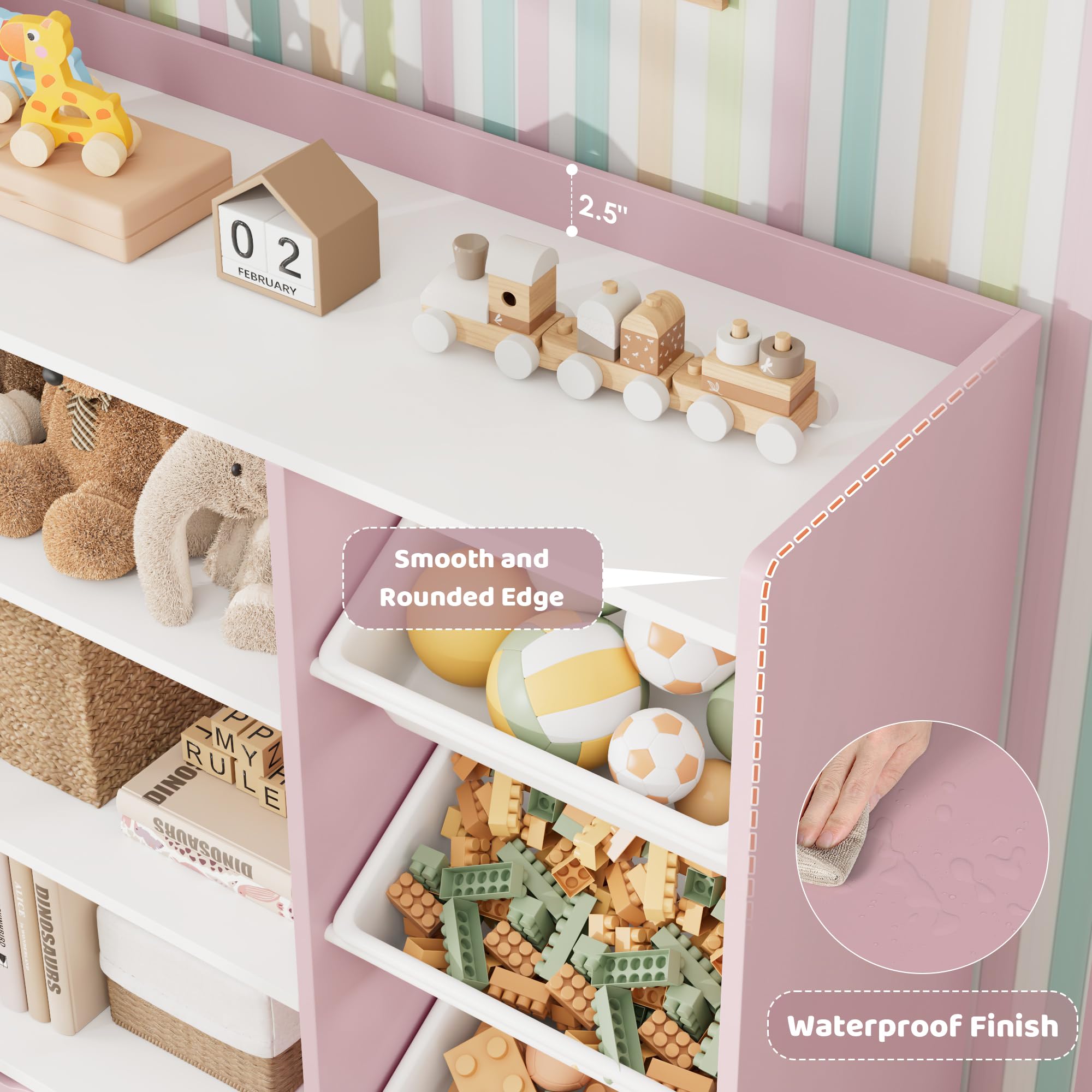 Kids Toy Storage Organizer with Bookshelf and Rolling Drawers