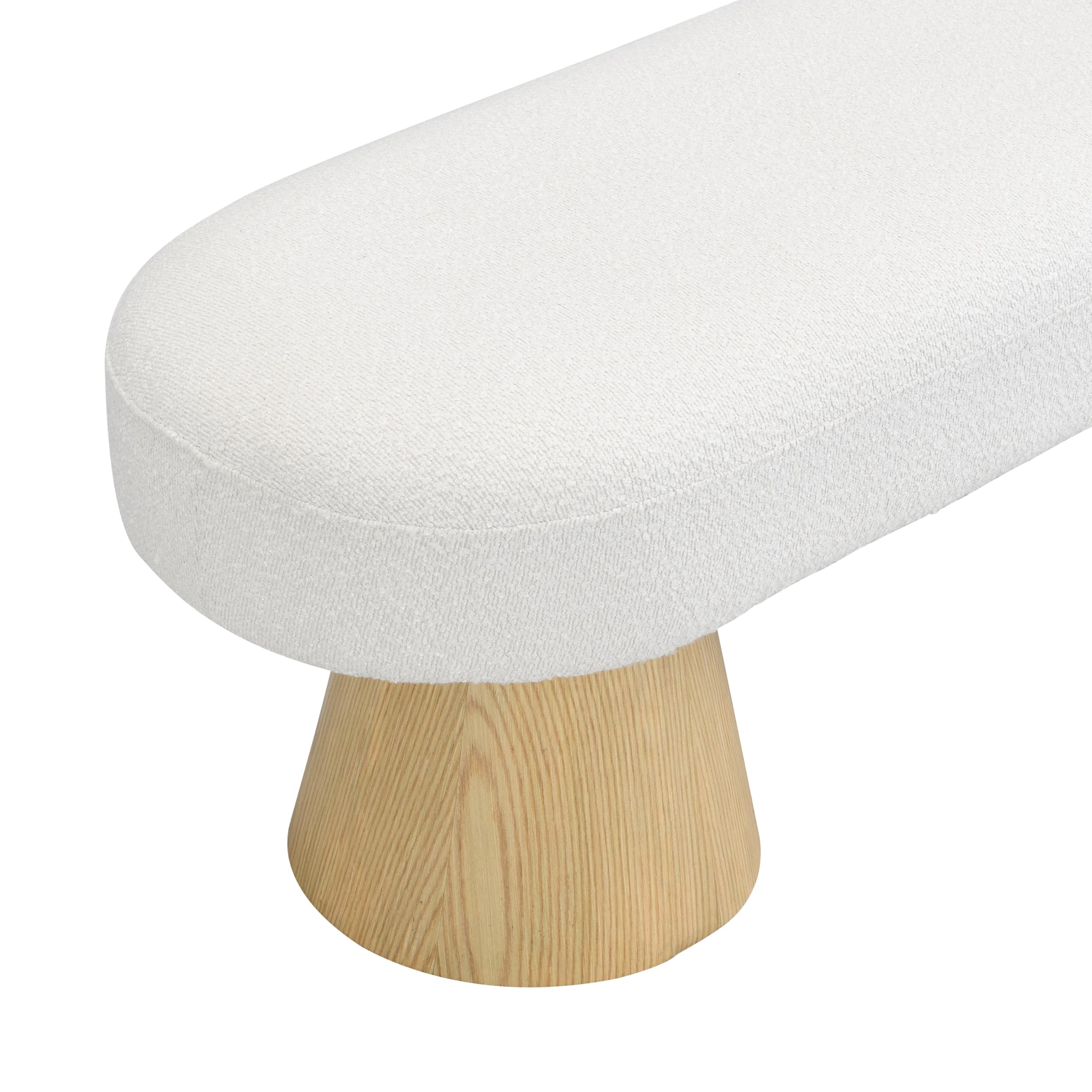 64" Oval Boucle Dining Bench Beige