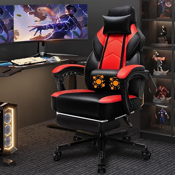 Ergonomic Gaming Chair with Footrest